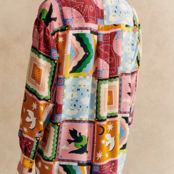 Fashionable All-match Printed Casual Cardigan Lapel Single Breasted Shirt