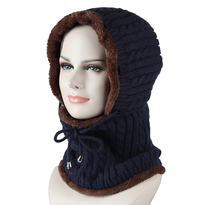 Women's Plus Velvet Knitted One-piece Woolen Hat