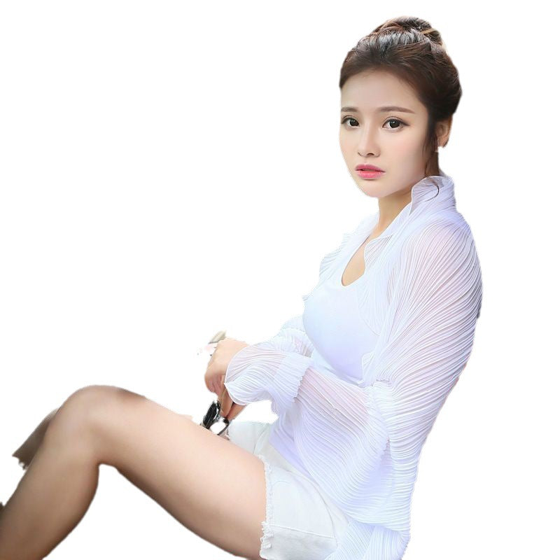 Pleated Shawl Scarf Cycling Beach Sun Protection Clothing Cardigan