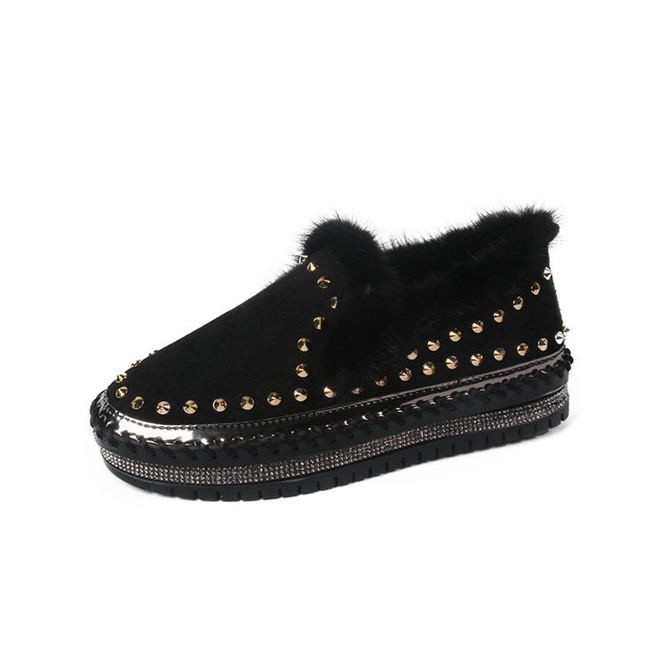 Pedal Tyk-sålede Casual Plus Uld Nitte Lazy Sko Loafers Enkelt Sko Plateau