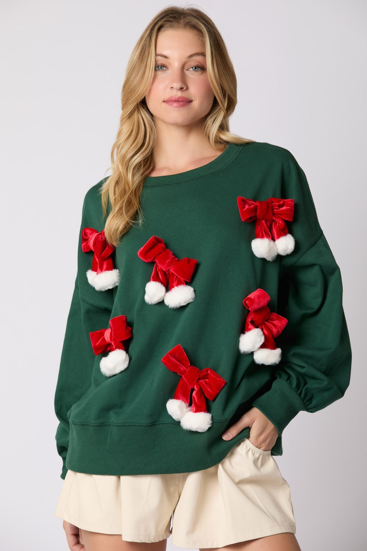 Julesløjfe Dekorativ Top Afslappet Langærmet Sweatshirt
