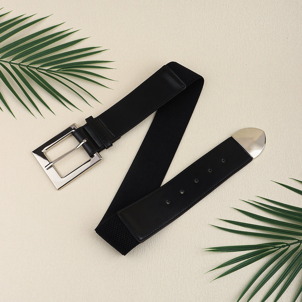 Black Belt Women's Elastic Elastic Needle Buckle Belt Fashion All-match Skirt Shirt Closed Waist Wide Waist Seal
