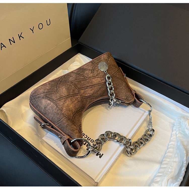Stitching Underarm Chain Denim Shoulder Messenger Bag
