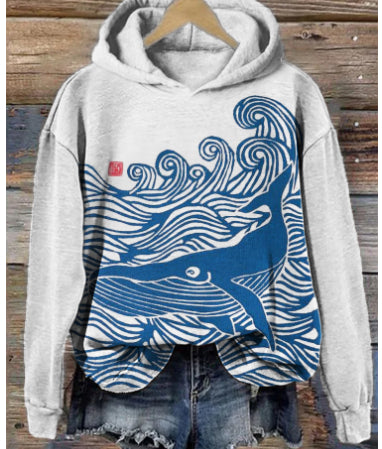 Fashion Spring And Autumn Plum Blossom Hooded Super Plus Size Loose-fitting Casual Pullover