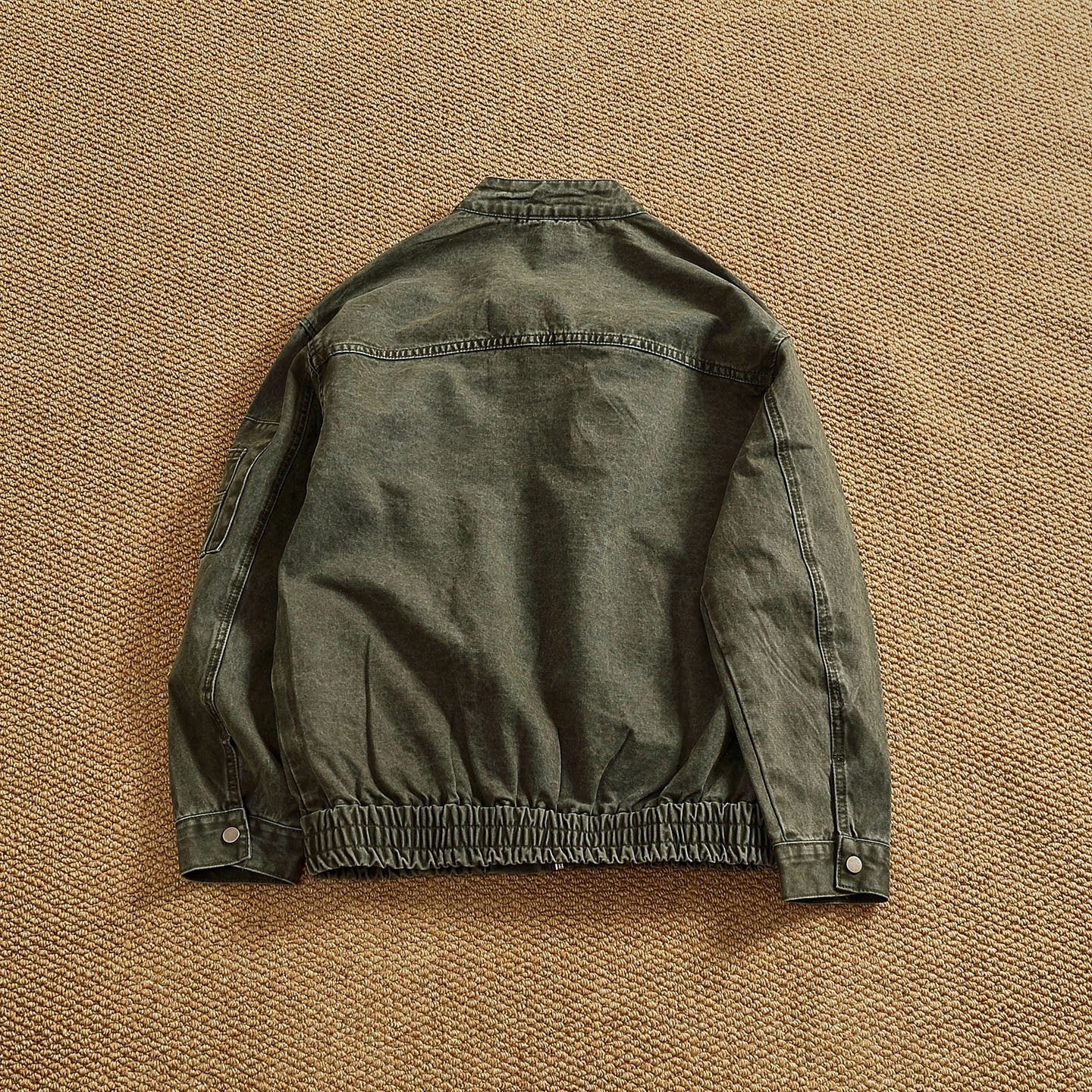 Personalized Stand Collar Snap Collar Washed Classic All-match Retro Bomber Jacket