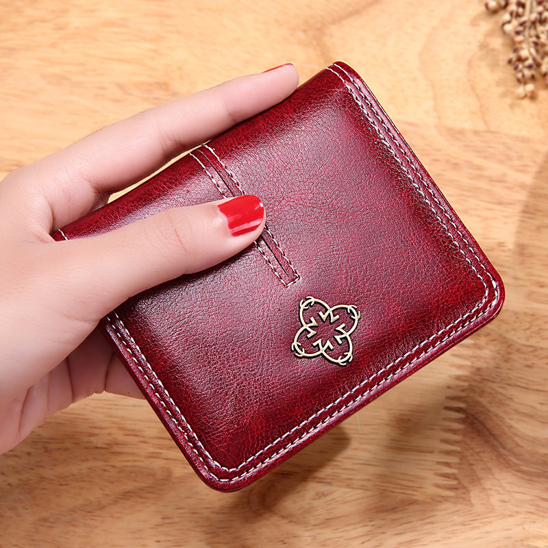 Ladies Short Vintage Coin Purse Thin Wallet