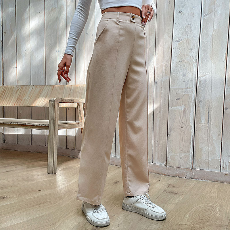 Women's Casual Slacks Splicing Straight-leg Pants