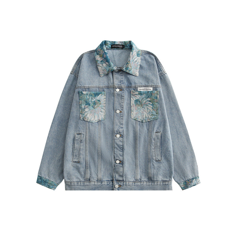 Veste ample en jean imprimée pour couple