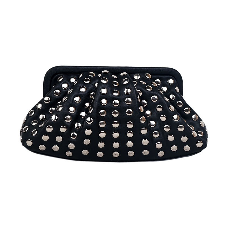 Punk Shell Retro Easy Matching Female Genuine Leather Clutch Bag