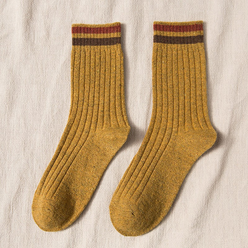 Women's Thickened Color Contrast Simple Wool Socks