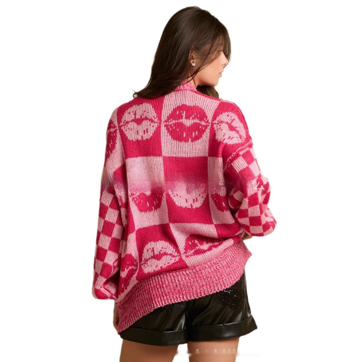 European And American Women's Clothing Valentine's Day Contrast Color Loose Sweater