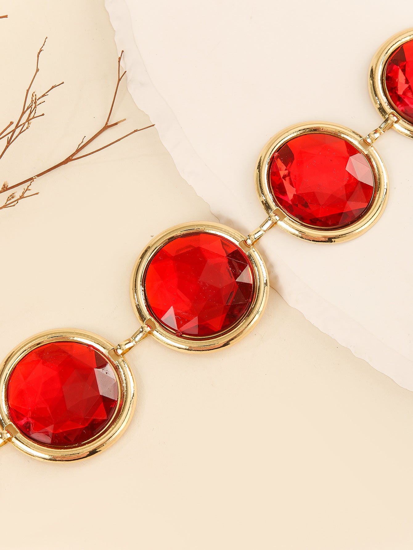 Women's Mirror Casual Decorative Corset Resin Crystal Ruby