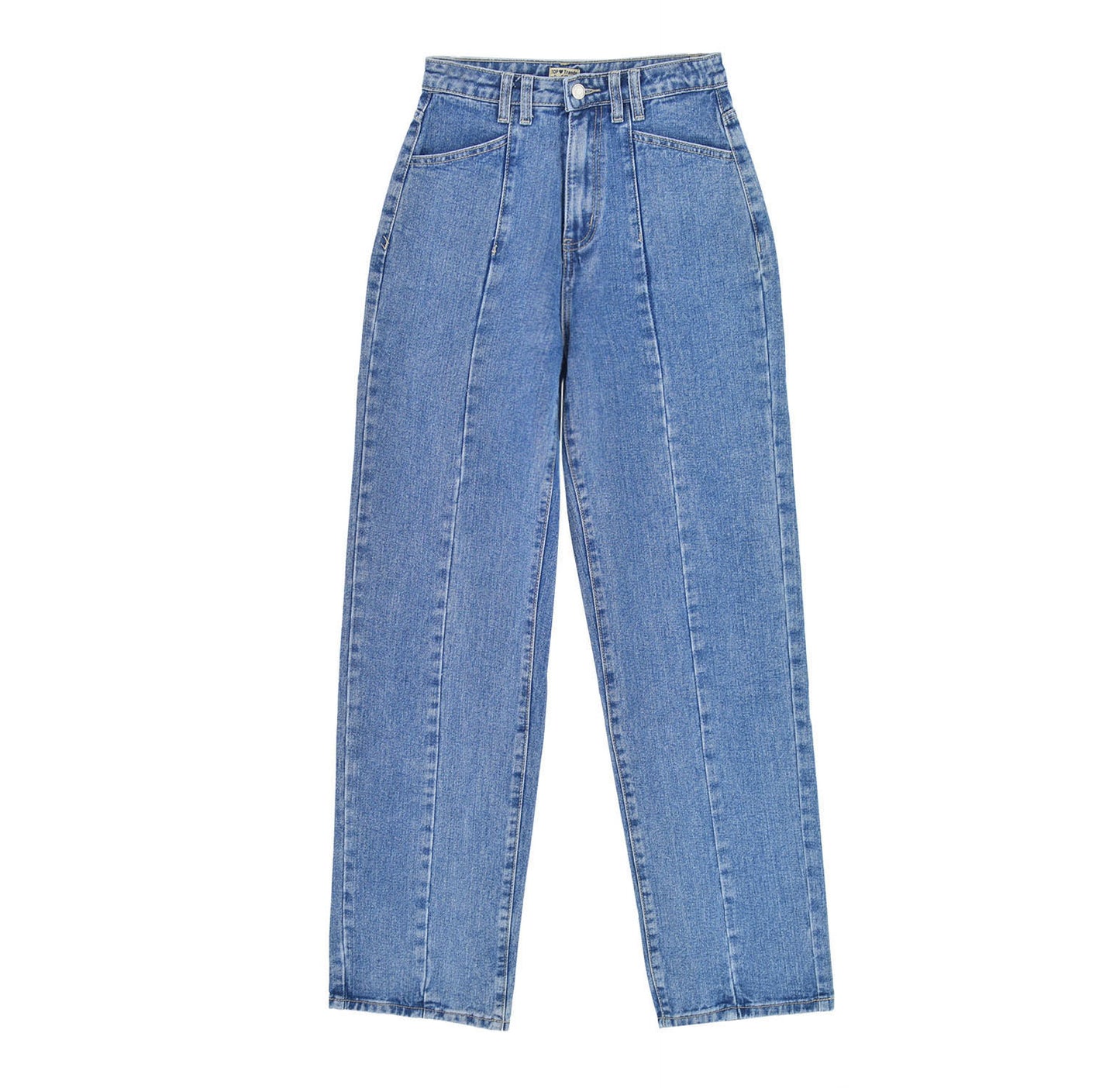 High Waist Light Blue Loose Straight Drape Denim Trousers