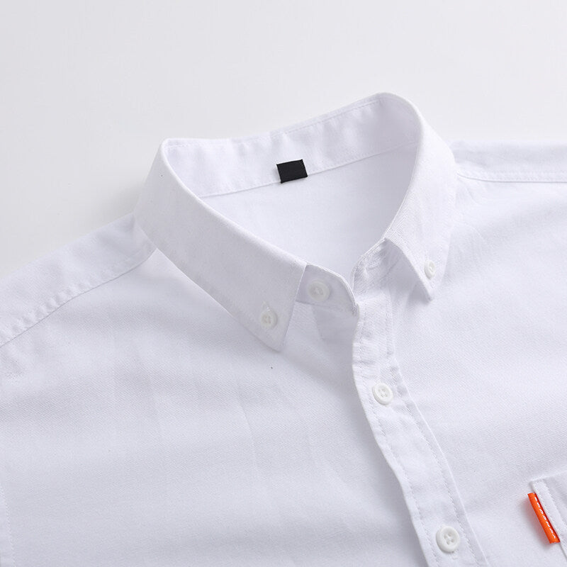Short-sleeved Shirt Men's High Cotton Light Luxury Artistic Solid Color