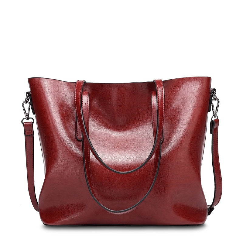 Retro Style Oil Wax Leather Patent Simple Portable Shoulder Messenger Bag