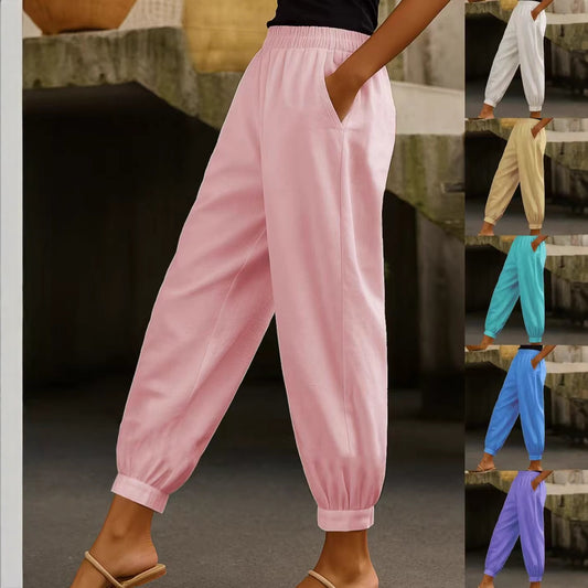 Stylish Casual Everyday Skinny Pants With Side Pockets And Elastic Waist