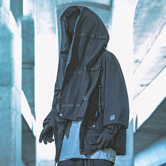 Color Block Vintage Hooded Jacket Function