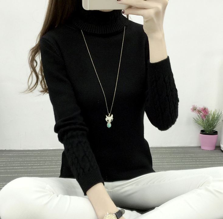 Dame rullekrave sweater fortykket
