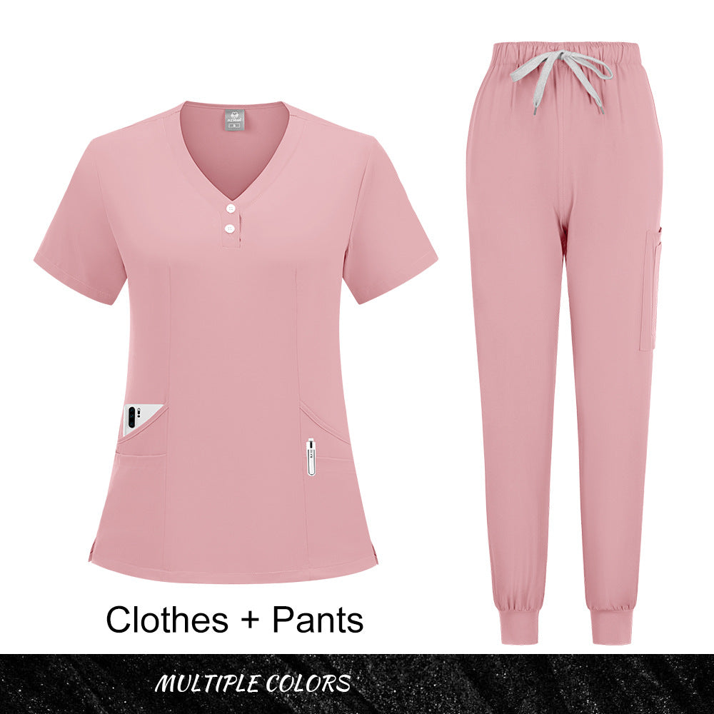 Stylish Casual Scrub Set For Women Long- Or Short-sleeve Doctor And Nurse Uniform