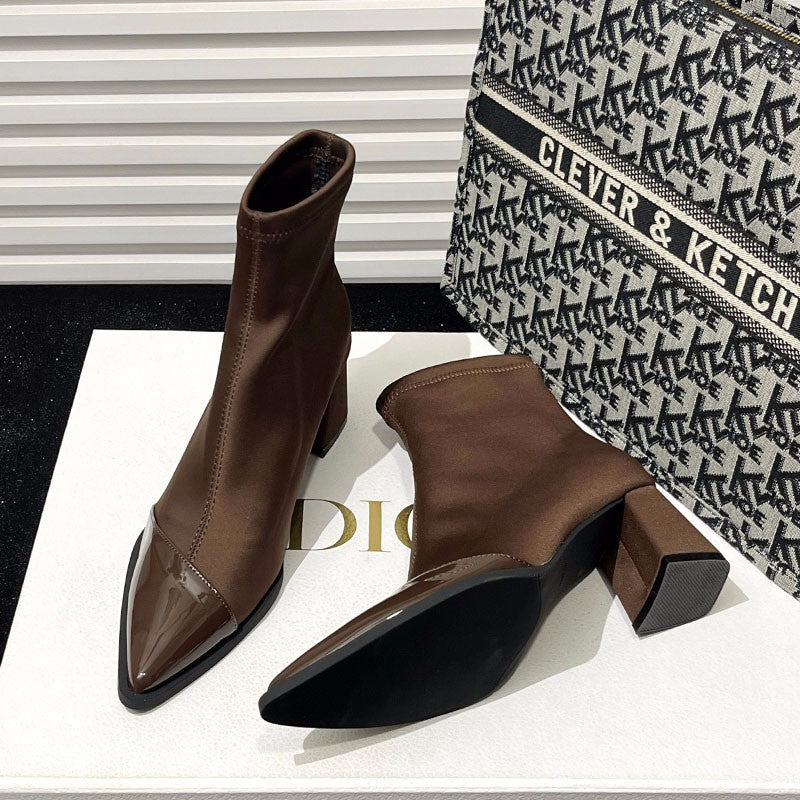 Womens Plus-Size Pointed-Toe Ankle Boots