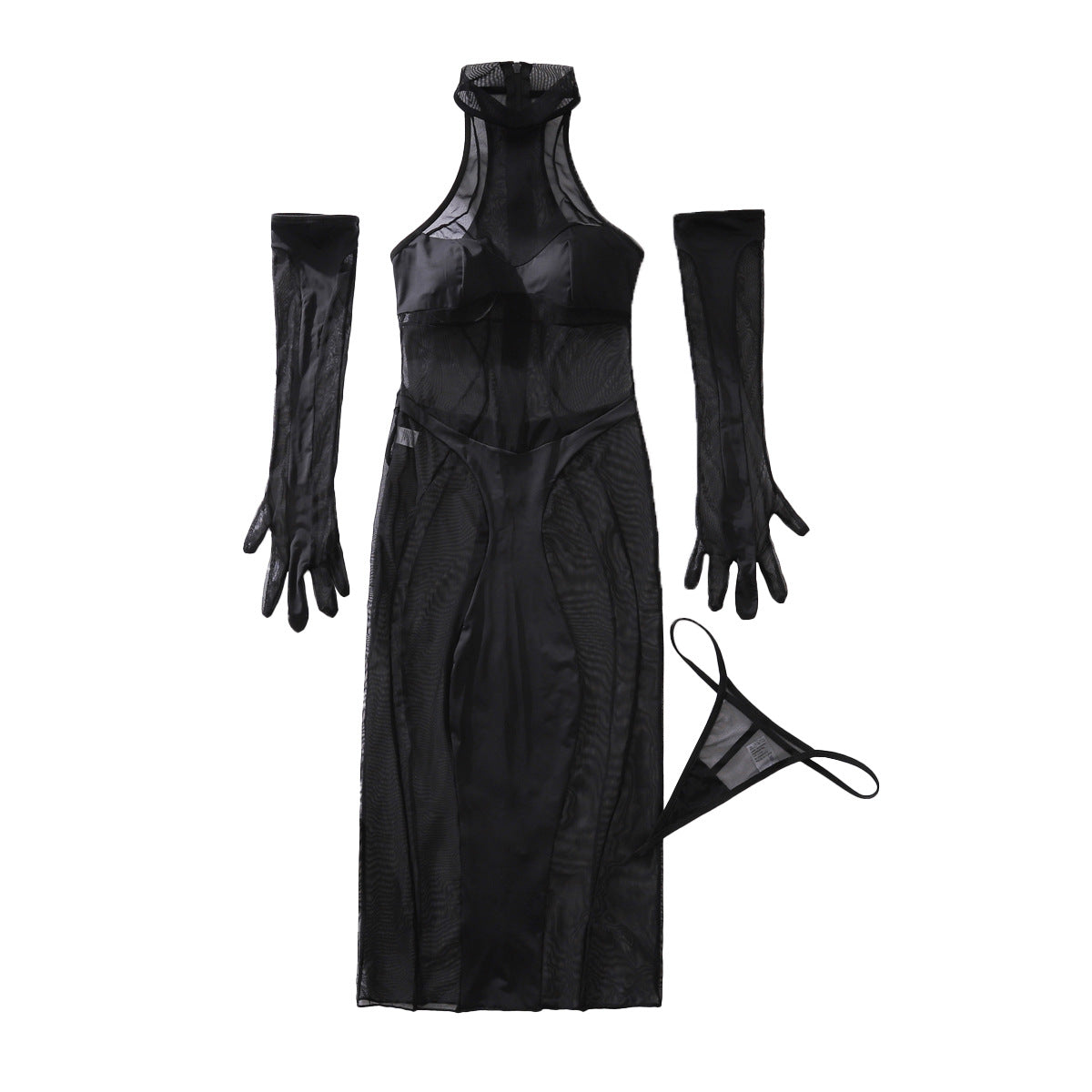 Womens Sexy Sheer Mesh Bodysuit Set