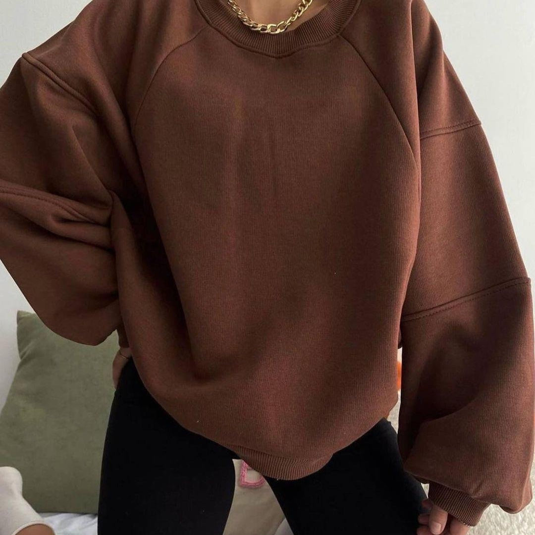 Ny rundhalset strikket langærmet ren sweater til kvinder