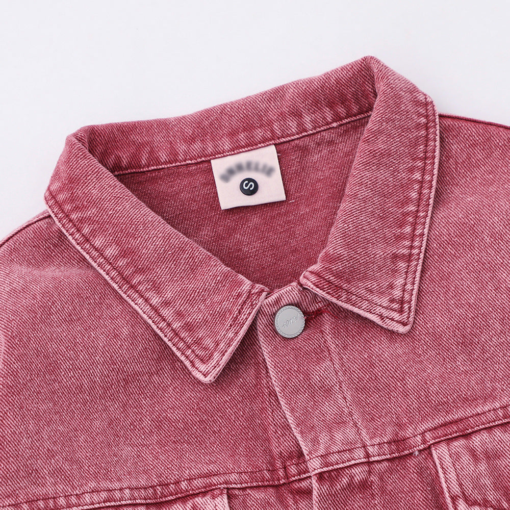 Heavy Industry Washed And Worn Stitching Edging Denim Jacket