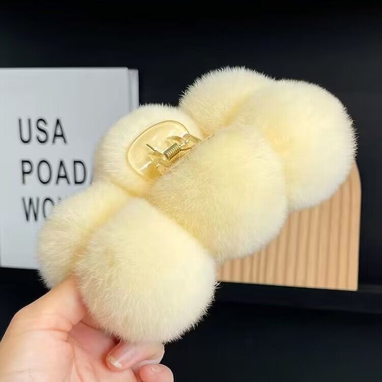 Elegant Rex Rabbit Fur Ball Grip Large Plush