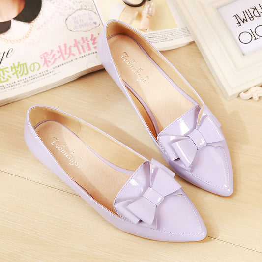 Women's Pointed Toe Sweet Bow Soft-soled Scoop Shoes