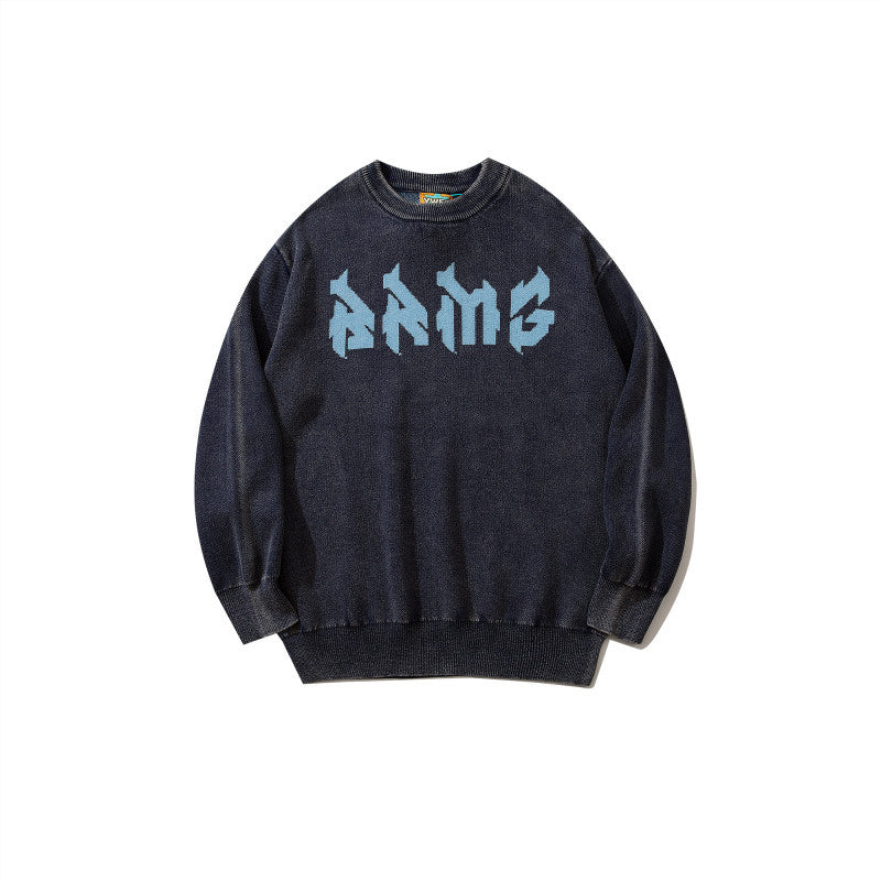 Round Neck Sweater Male Letter Loose