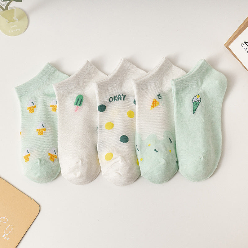 Female Summer Cute Cartoon Ear Cat Socks