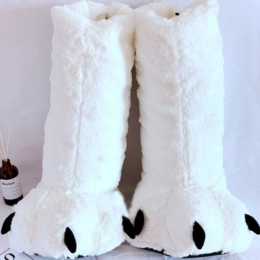 Super High Top Boots Plush Bear Paw Cotton Shoes