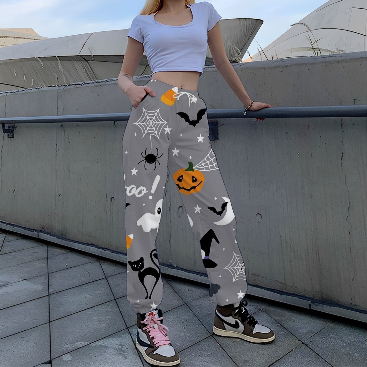 Printed Loose Tappered Sports Pants Fashion