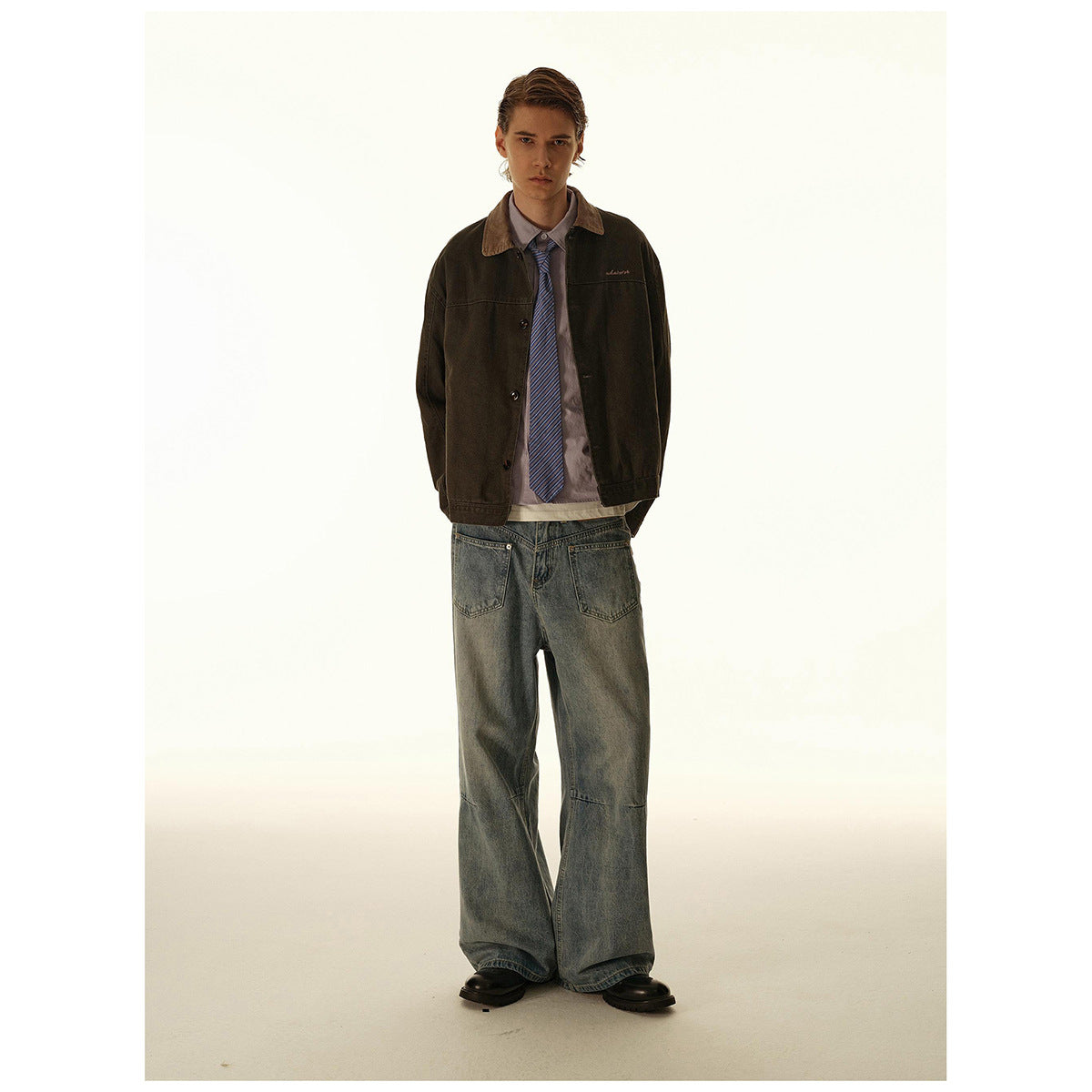 Mens Retro Workwear Jacket Short-Style Outerwear