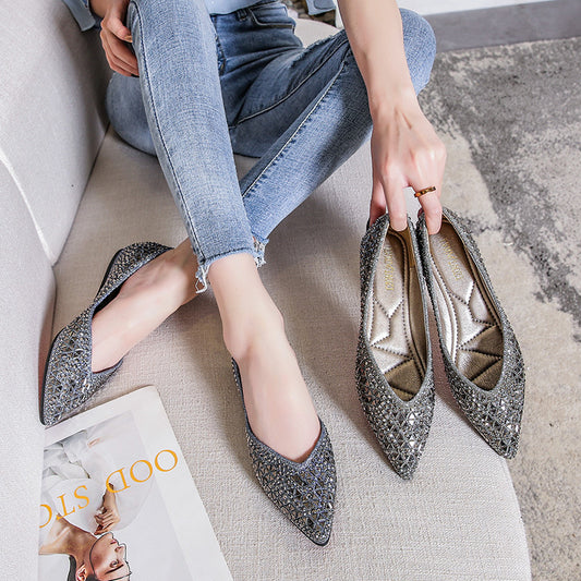 Rhinestone Shoes Women's Full Diamond Flat Bottom