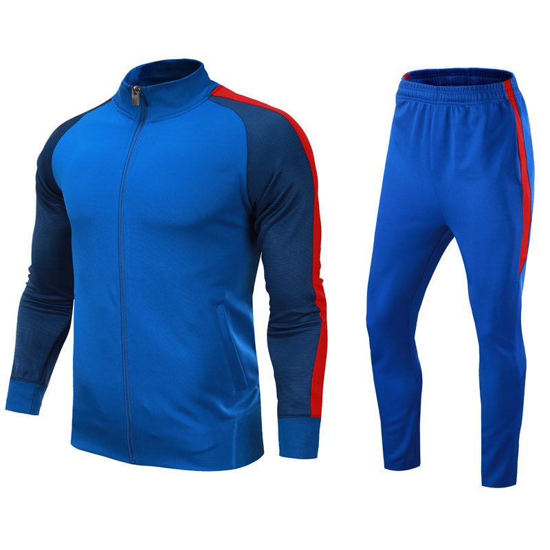 Contrasting Trim Stand-collar Sports Jacket Suit