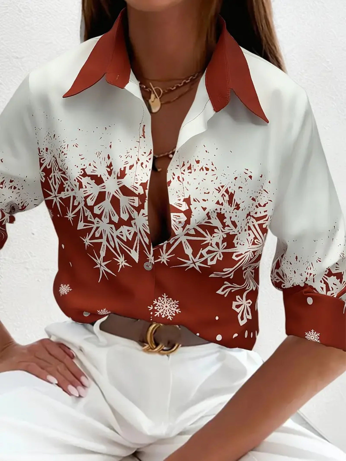 Versatile, High-quality Womens Long-sleeve Christmas Shirt