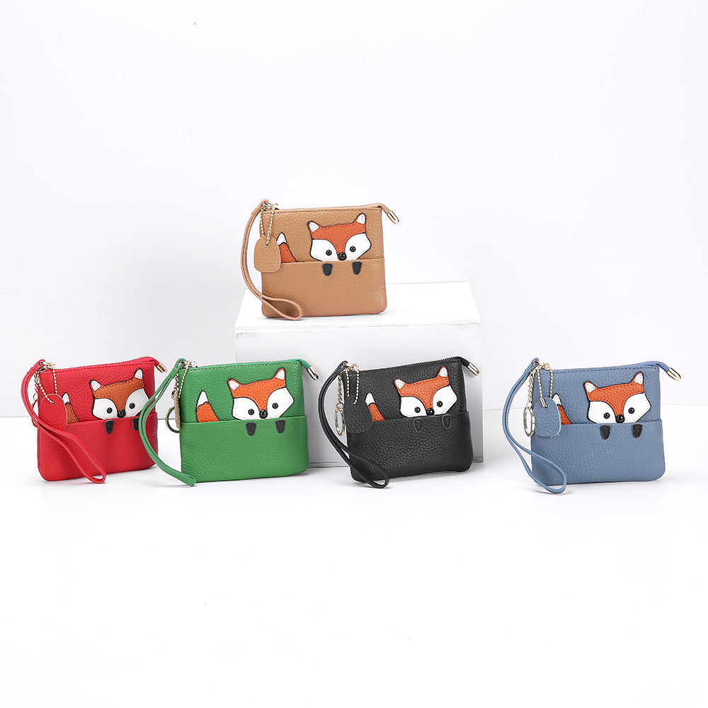 Women's Cute Mini Leather Zipper Small Wallet