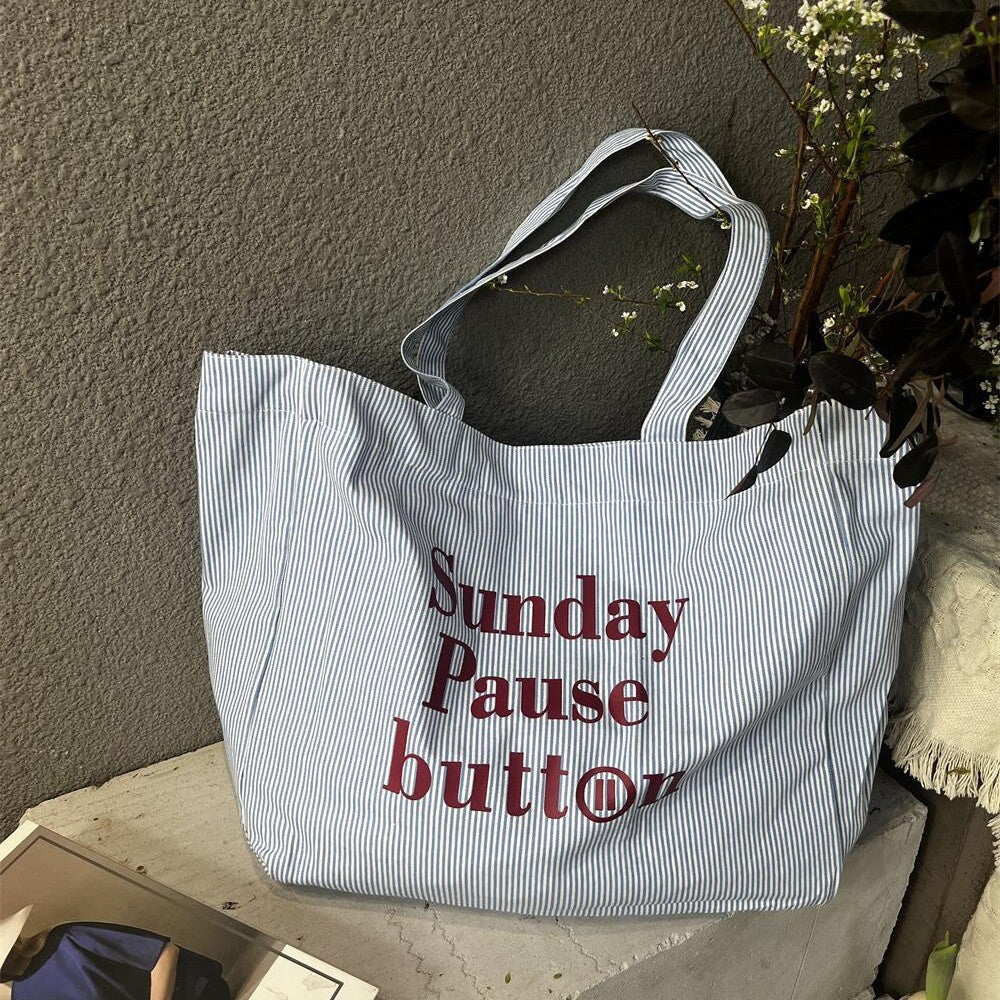 Large-Capacity Letter-Striped New Tote Bag
