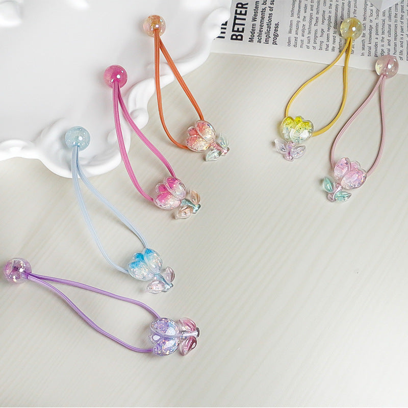 Tulip Rubber Band Hair Band Gradient Color High Elastic Headdress