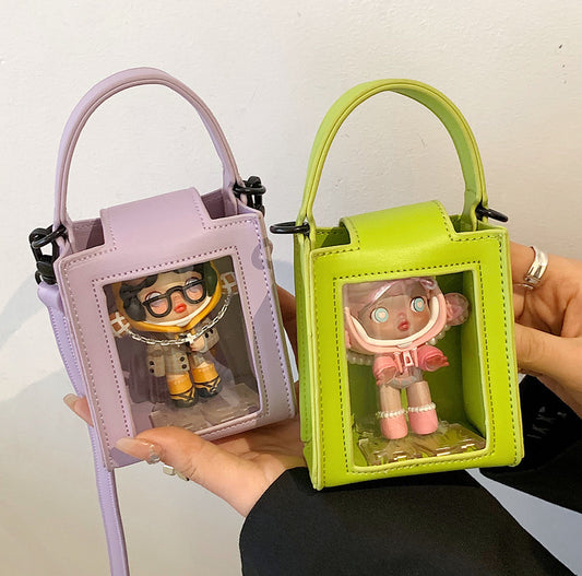 Niche Cartoon Transparent Portable Messenger Bag Texture