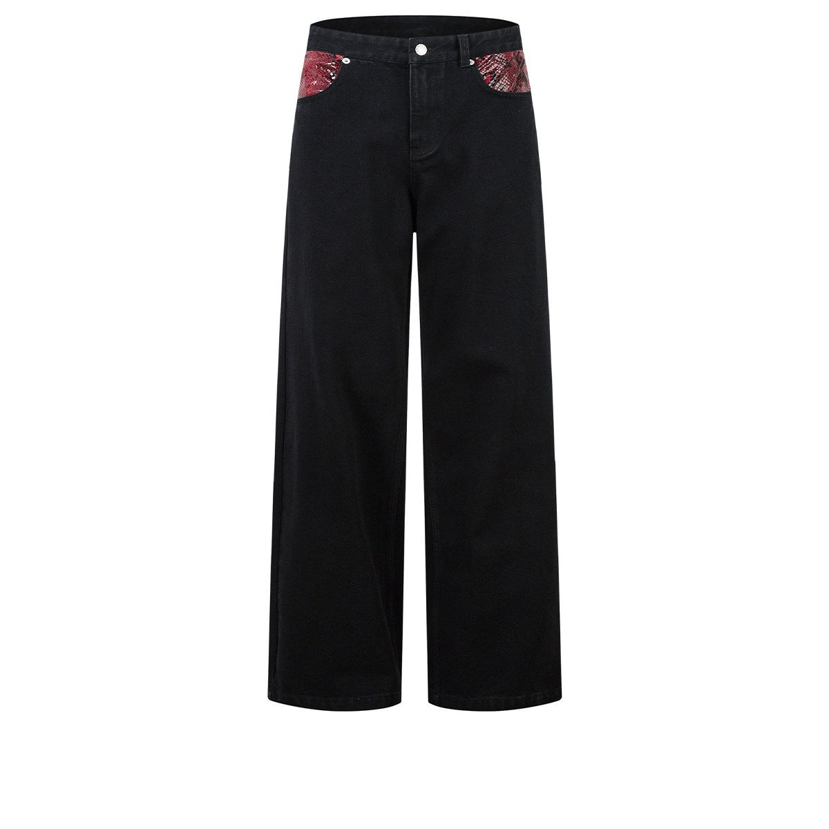 Hip Hop Street Python Pattern Patchwork Jeans Vintage Unisex Style
