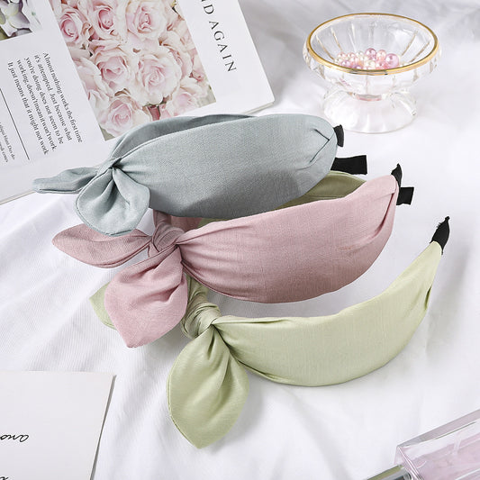 Fabric Rabbit Ears Hairband Solid Color