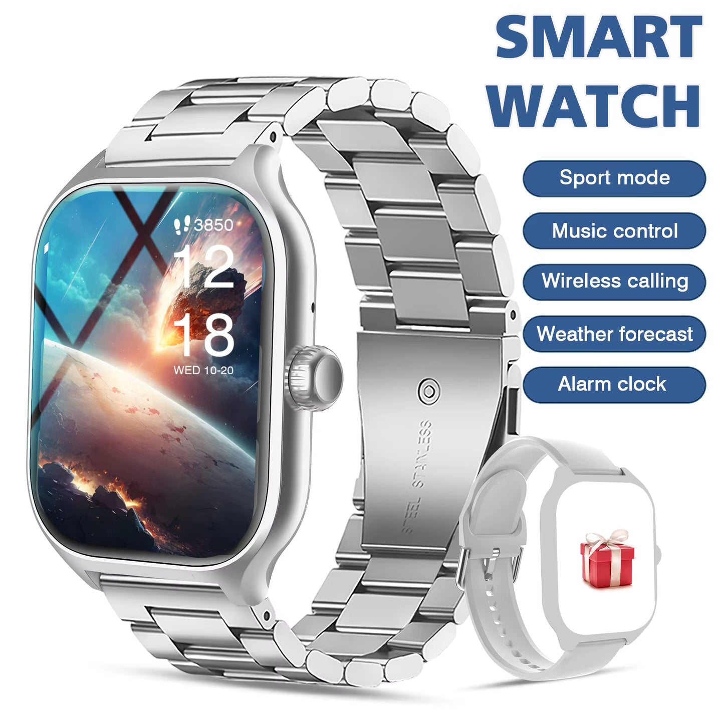 Smart Watch, for Men and Women, Wireless Calling, Fitness Tracker, 2.01 Inch Screen, Sports Smart Watch