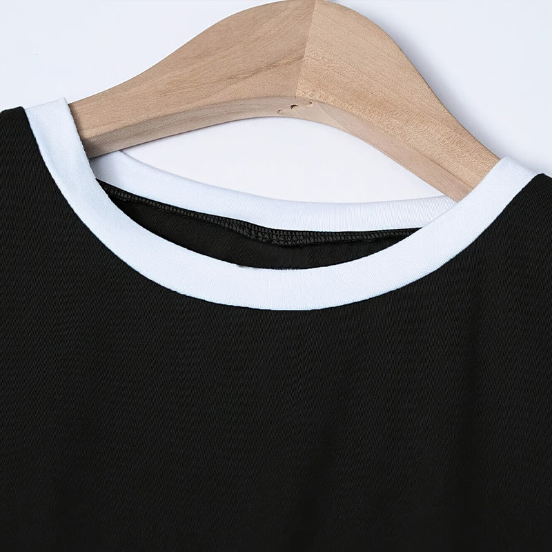 Women's Summer Color-matching Round Neck Short-sleeved Casual T-shirt