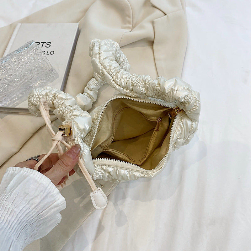 Pleated Cloud Bag Advanced Bright Face Color Shoulder