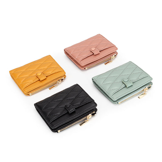 Sheepskin Short Purse Women's Card Bag Ringer Pocket Fold In Half