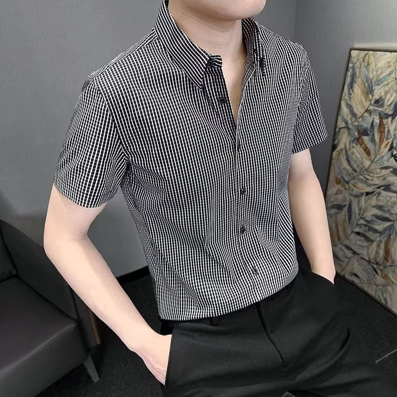 New Mens Minimalist Trendy Plaid Shirt