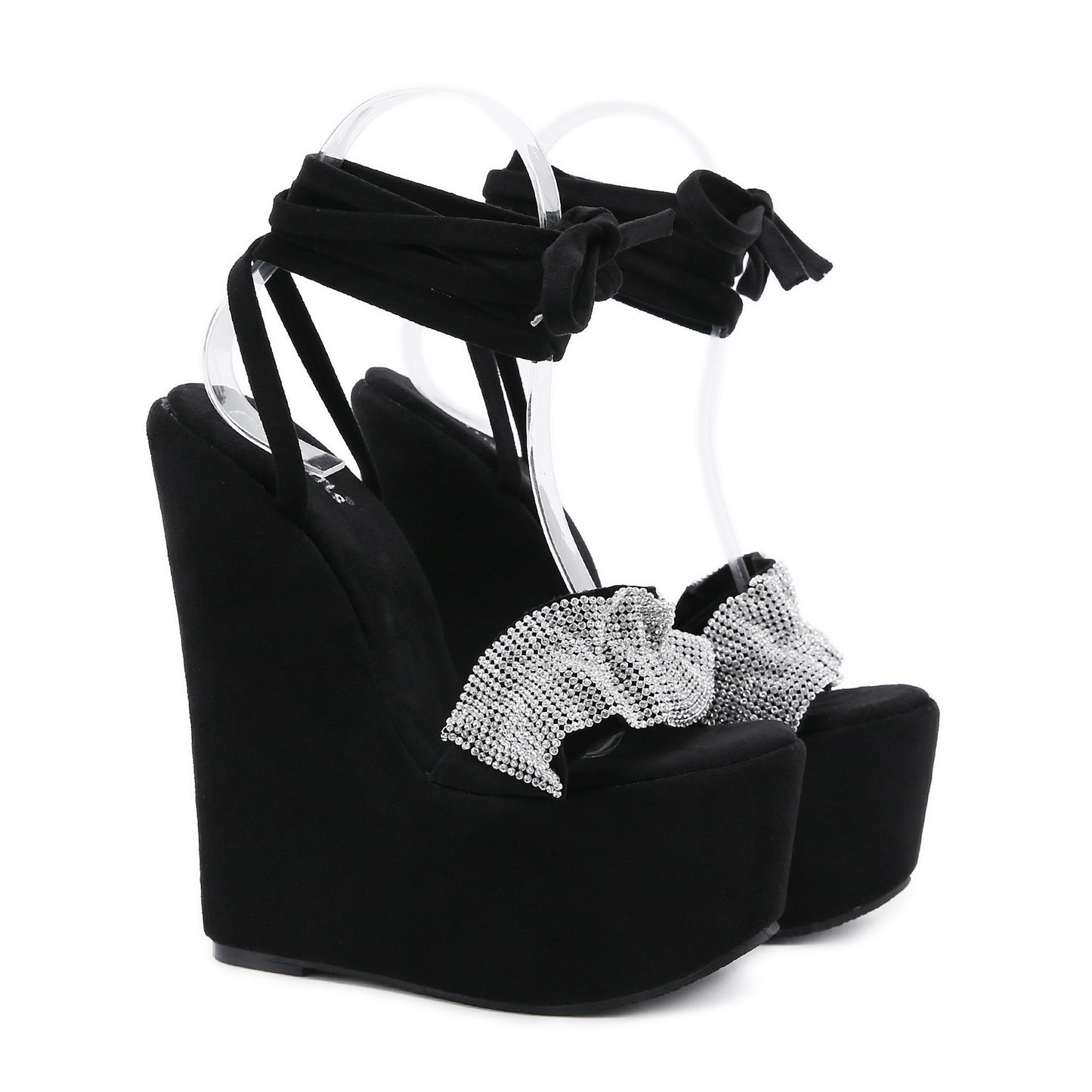 High Heel Faux Leather Rubber Fish Mouth Sandals
