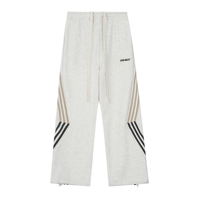 Striped Track Sweatpants Women's Drawstring High Waist Loose